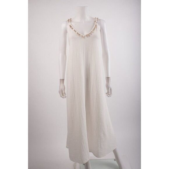 Zara Womans Midi Seashell Dress Crochet Size XS White Beach 7521/252 NWT - Picture 1 of 6